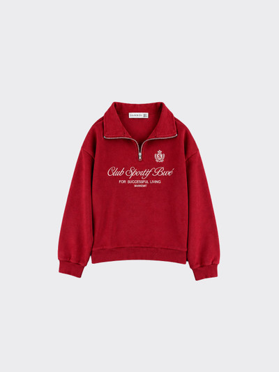 Graphic zip-neck sweatshirt red