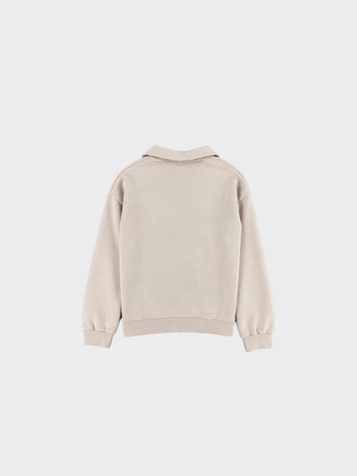Graphic zip-neck sweatshirt beige