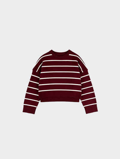 Striped cropped knit sweater brown