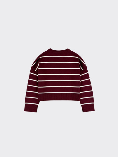 Striped cropped knit sweater brown