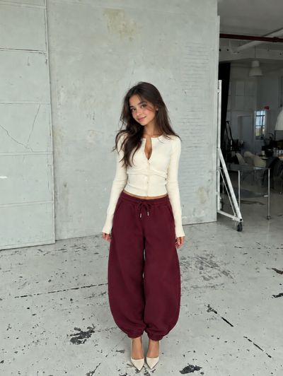 Barrel jogger pants burgundy