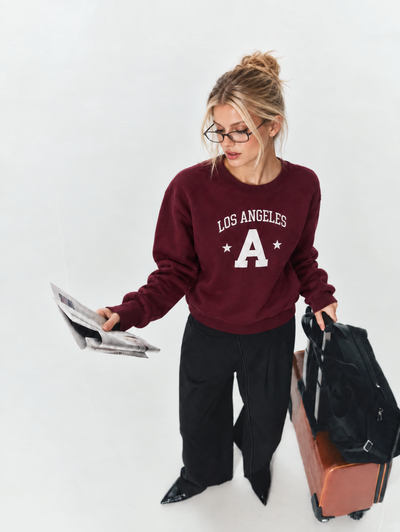 Sweatshirt with graphic and star details burgundy