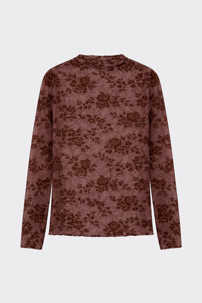 Transparent flocked t-shirt brown