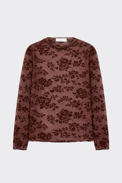 Transparent flocked t-shirt brown