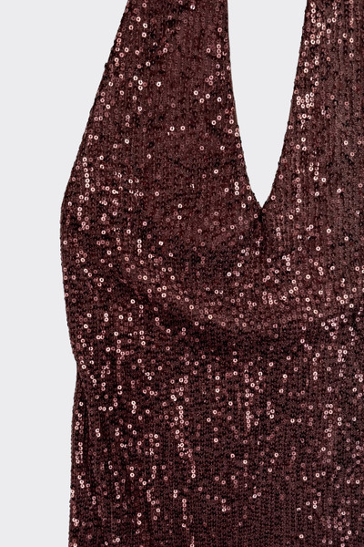 Halter sequin mini dress brown