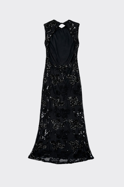 Sequin embroidered maxi dress black