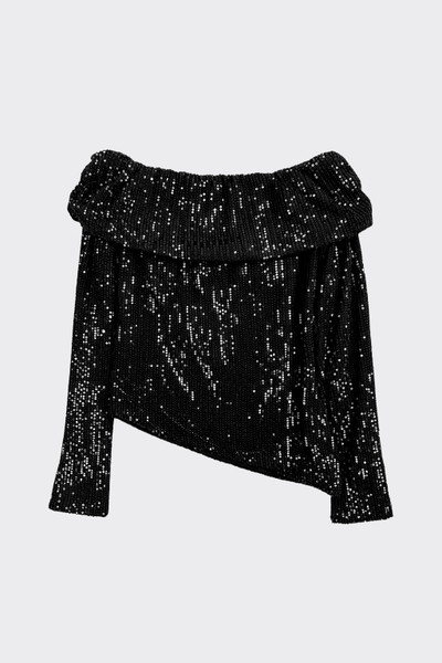 Off-shoulder sequin top black