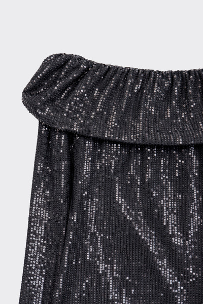 Off-shoulder sequin top black