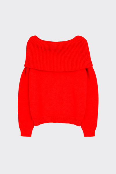 Off-shoulder knit sweater red