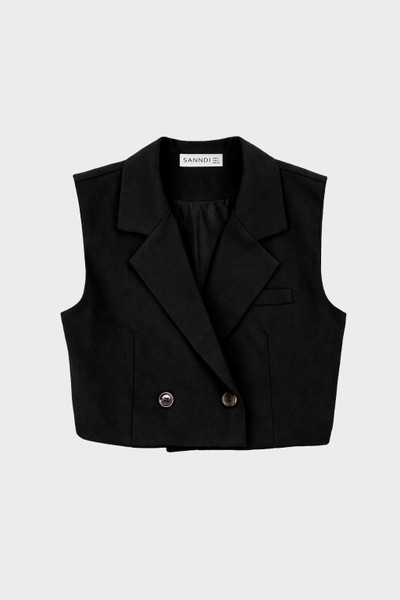 Cropped tailored waistcoat black