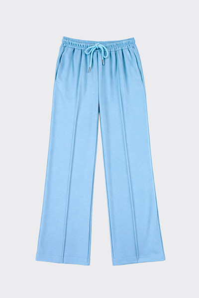 Wide-leg trousers with seams details light sky blue