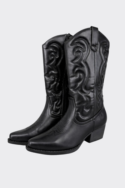 Heleed cowboy black boots
