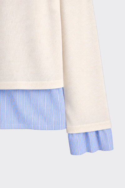 Layered sweatshirt with shirt white