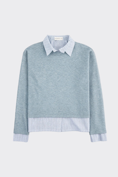 Layered sweatshirt with shirt blue