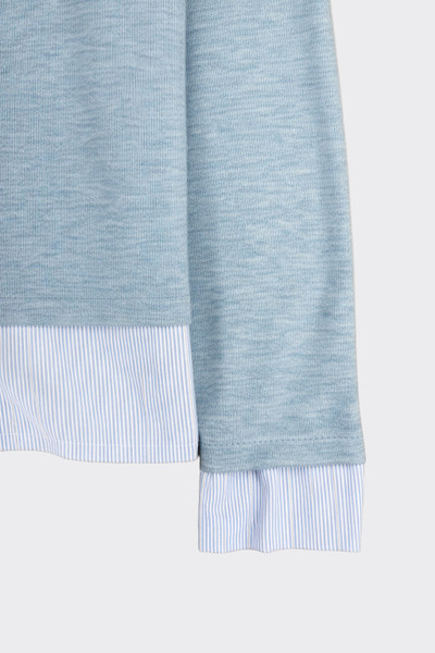 Layered sweatshirt with shirt blue
