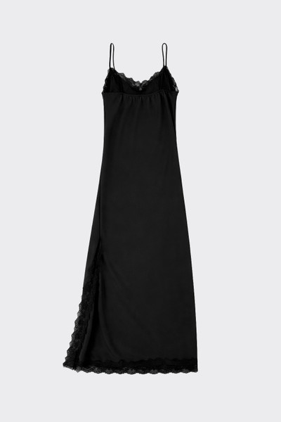 Long satin slip dress black