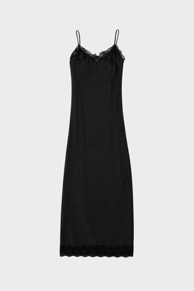 Long satin slip dress black