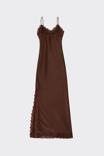 Long satin slip dress brown