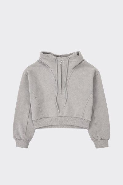 Cropped hoodie with zip grey