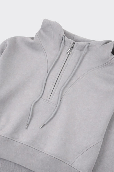 Cropped hoodie with zip grey
