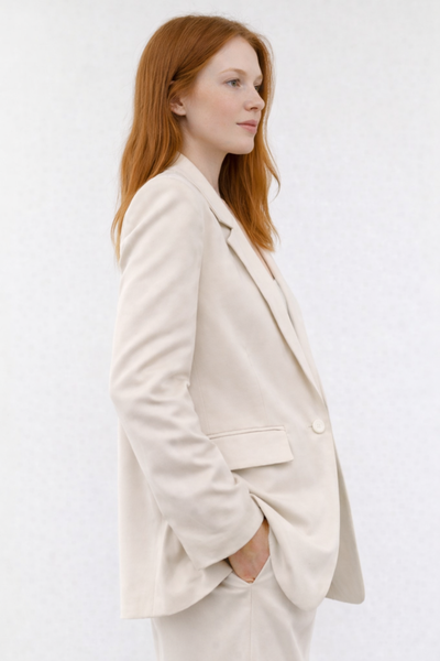 Tailored button blazer beige