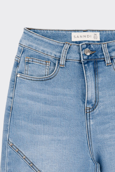 Wide leg jeans with studs detail