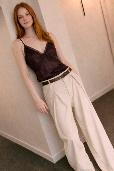 Fluid satin camisole brown