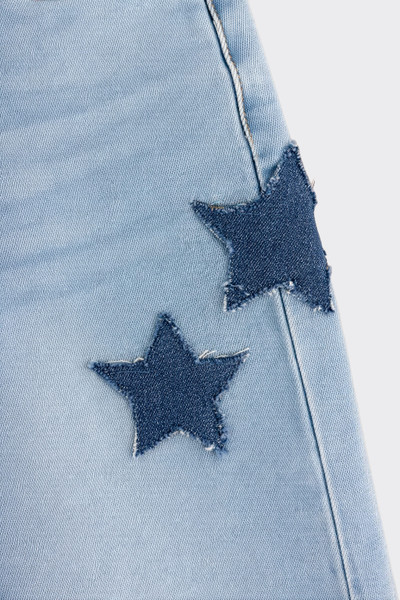 Mid-rise straight leg jeans with star appliqués