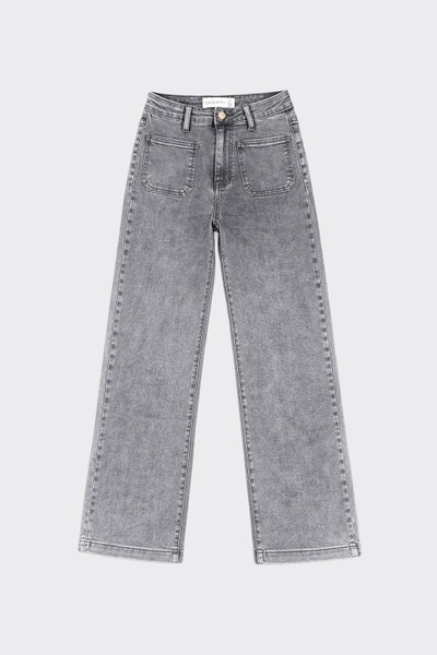 High-waist straight leg jeans in washed grey