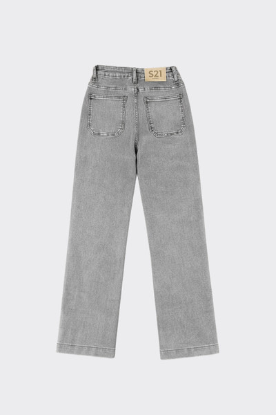 High-waist straight leg jeans in washed grey