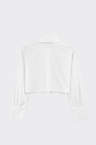 Cropped shirt with long sleeves white