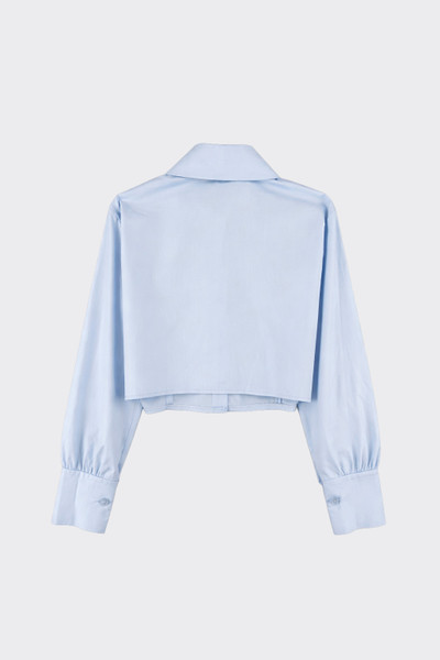 Cropped shirt with long sleeves blue