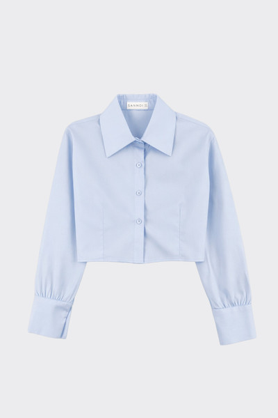 Cropped shirt with long sleeves blue
