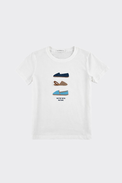 Printed short sleeve T-shirt with embroidery white