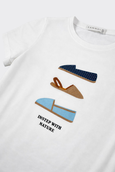 Printed short sleeve T-shirt with embroidery white