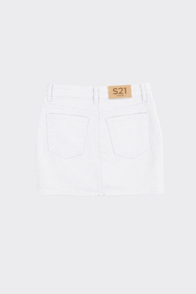 Asymmetric Denim Mini Skirt White