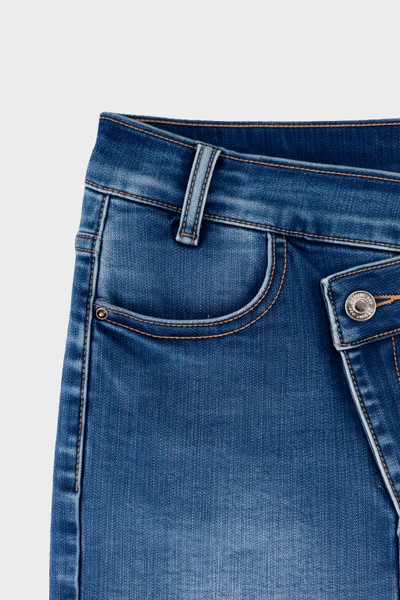 Asymmetric Denim Mini Skirt Blue