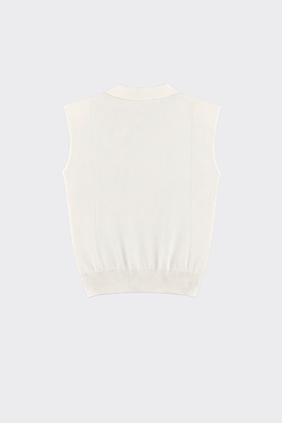 Sleeveless Knit Polo Top White
