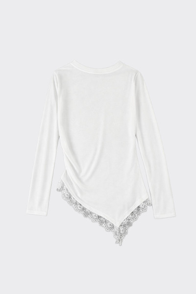 Asymmetric Lace-Trim Top White