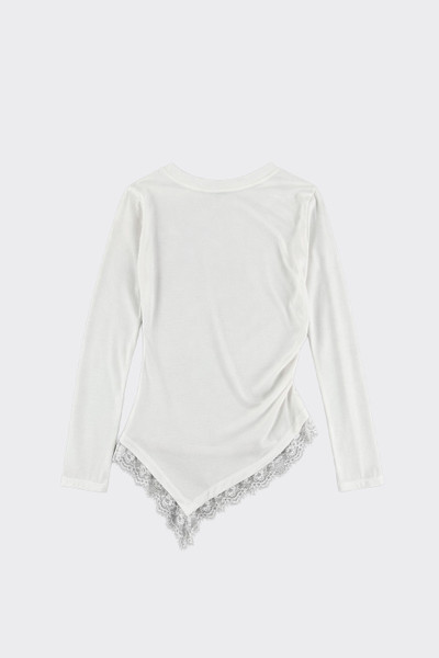 Asymmetric Lace-Trim Top White