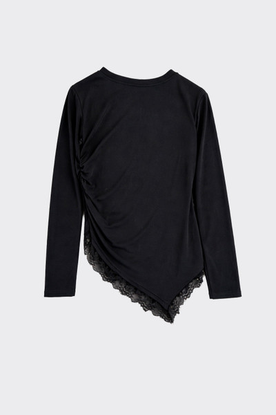 Asymmetric Lace-Trim Top Black