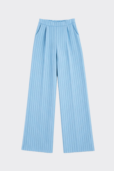Pinstripe Wide-Leg Trousers Blue
