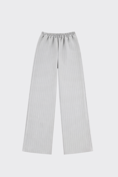 Pinstripe Wide-Leg Trousers Grey