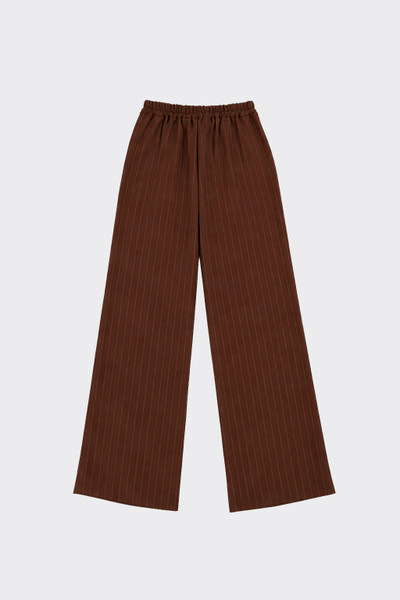 Pinstripe Wide-Leg Trousers Brown