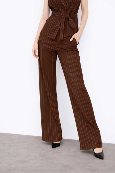 Pinstripe Wide-Leg Trousers Brown