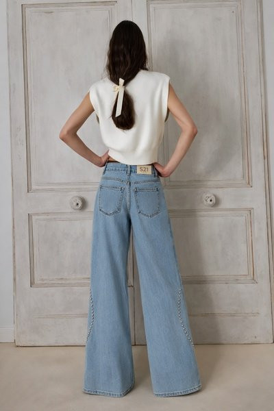 Studded Straight-Leg Jeans