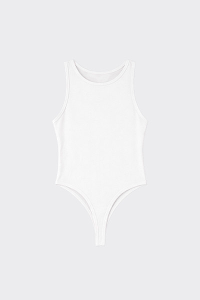 High Neck Sleeveless Bodysuit White