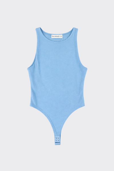 High Neck Sleeveless Bodysuit Blue