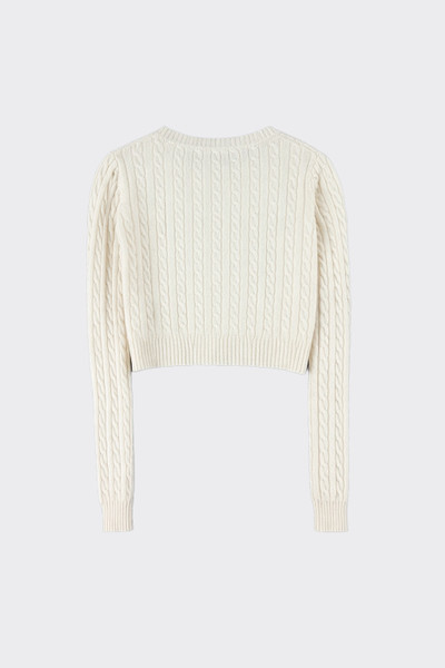 Cropped Cable Knit Sweater Beige