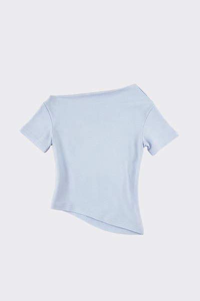 Draped short sleeve top blue
